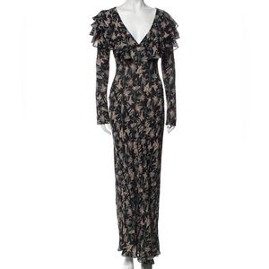 Doen Black floral max dress sz L